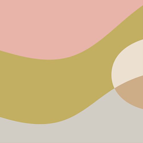 Paysage abstrait romantique en rose, vert, gris et beige