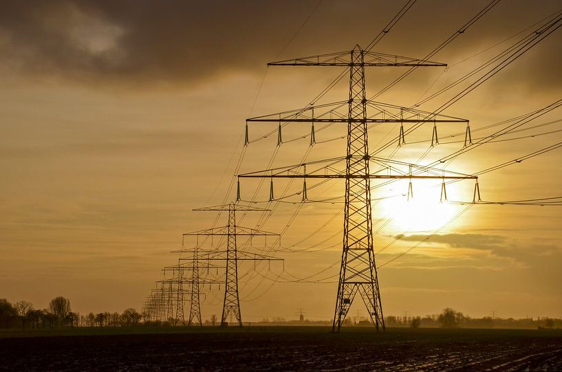 High voltage pylons near Loppersum, Groningen, the Netherlands by Frans Blok - photos, art and other wall decoration