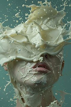 studioportret vrouw met melk van Egon Zitter