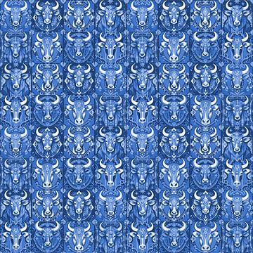 Delfts blauw tegels met koeien van Wilfried van Dokkumburg