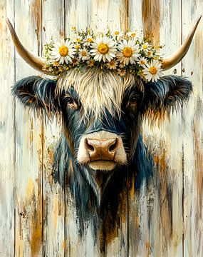 Magie van de koe - bloemen en zachte elegantie van Klaus Tesching - Art-AI