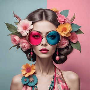 Portret van een vrouw met bloemen