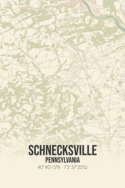 Carte ancienne de Schnecksville (Pennsylvanie), USA. par Affiches de lieux