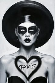 Black and White City Female 2.0 Artwork - Paris by Team W 32 Gallery