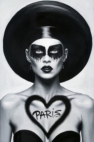 Black and White City Female 2.0 Artwork - Paris by Team W 32 Gallery