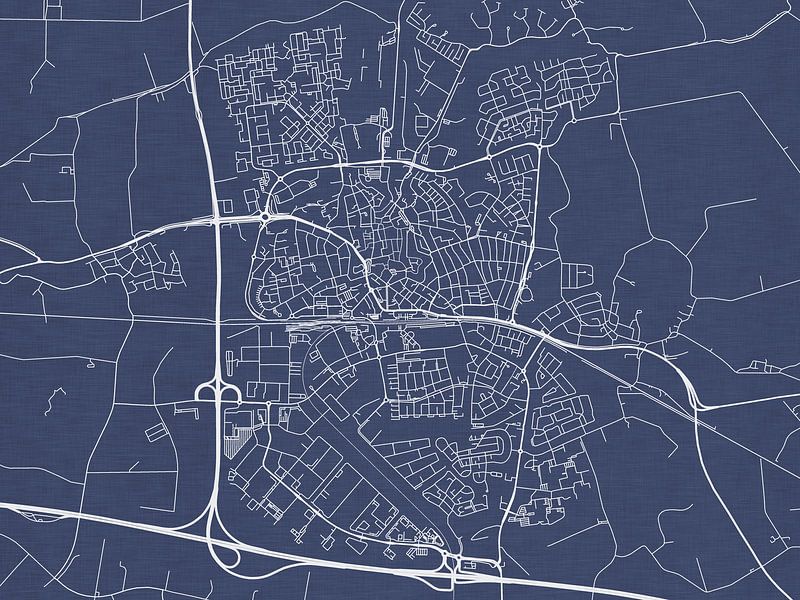 Map of Goes in Royal Blue by De Kaartenwinkel