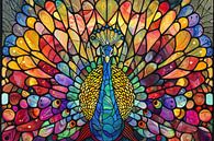 Peacock in colourful stained-glass style by Imperial Art House thumbnail