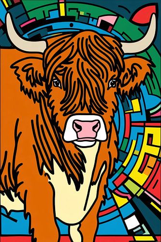 Kleurrijke Schotse hooglander kunstwerk