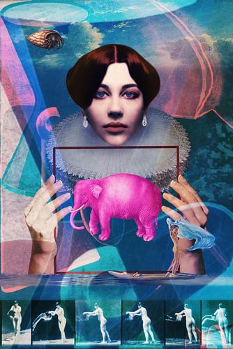 Freyda, bevrijd je geest (serie van 4); pastel roze tinten, blauw, turquoise