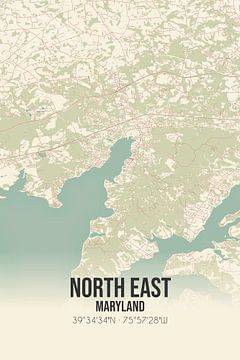 Vintage landkaart van North East (Maryland), USA. van MijnStadsPoster