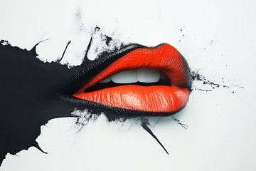 Spatten van Stille Passie - Abstracte Mondkunst van Eva Lee