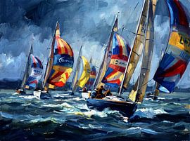 Impressionistisches Gemälde einer Segelregatta