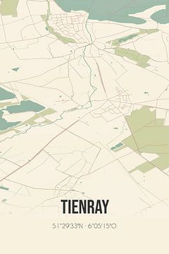 Vintage landkaart van Tienray (Limburg) van Rezona