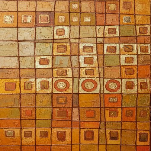 Industrieel Abstract Raster: Warme aardse kleuren van STUDIO MINIMAL ART