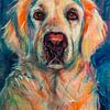 Chien jaune d'or sur Peintures Liesbeth Serlie