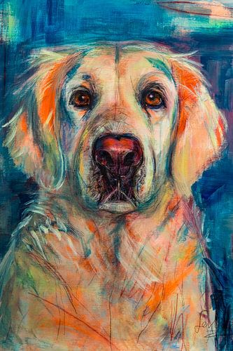 Dog Golden Yellow by Paintings Liesbeth Serlie