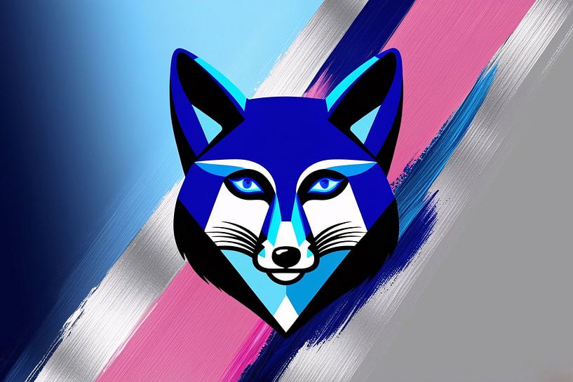 Cubist fox on colourful background by Art & Soul Creations