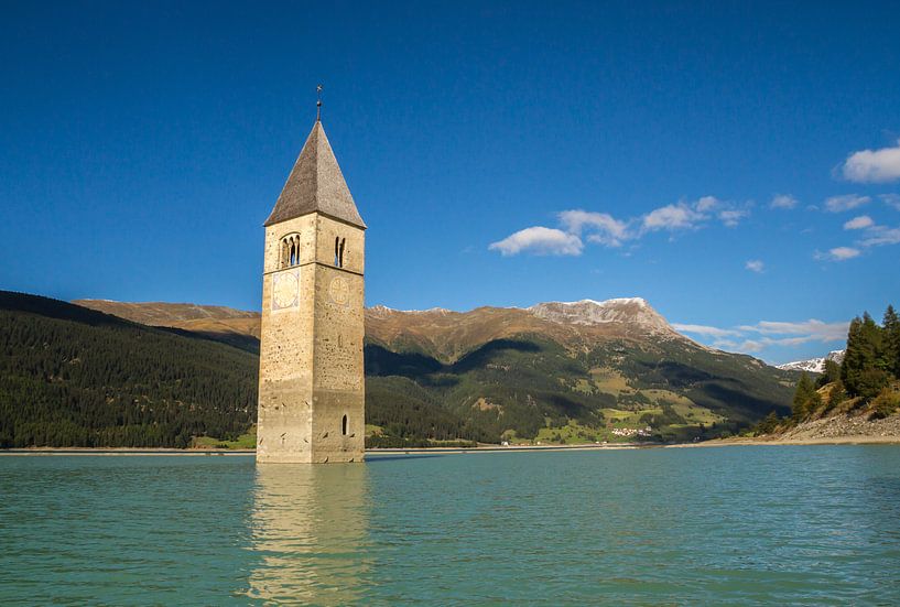 Church tower of Alt-Graun, Reschensee par Dirk Jan Kralt