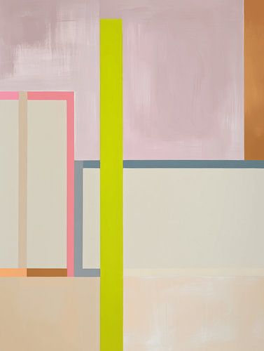 Abstract Geometric Wall Art with a Neon Accent by Studio Allee