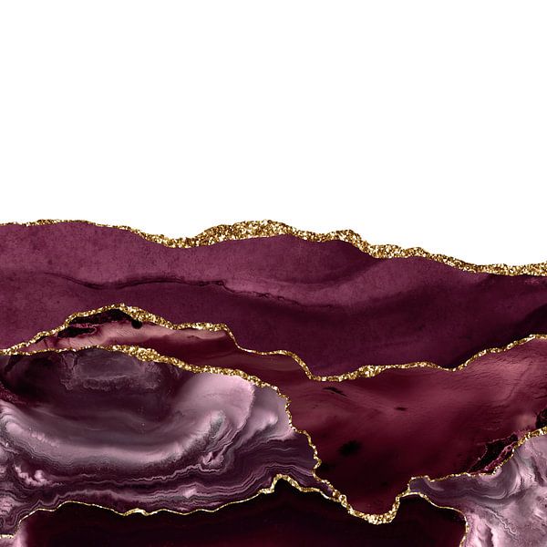 Bourgondië & Goud Agaat Textuur 25 van Aloke Design