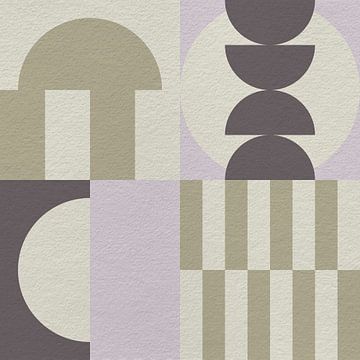 Abstract geometric modern art in pink, brown, taupe and white by Dina Dankers