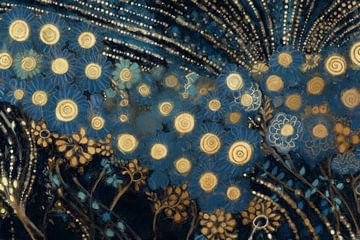 Goldene und blaue Blumen von Whale & Sons