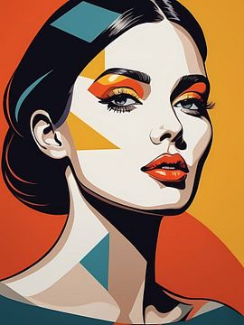Pop Art Vrouwenportret Abstract Geometrische Kunst