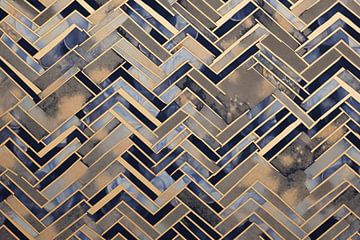 Gold und blaues Chevron-Muster von Whale & Sons