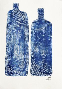 Zwei blaue Flaschen von Beatrice Chauville