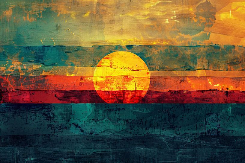 Abstracte digitale zonsondergang schilderij van Art & Soul Creations