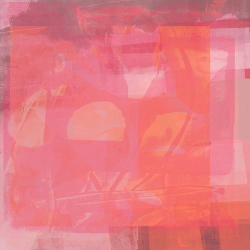 Retro horizon. Abstract landschap in roze, oranje en licht terra.