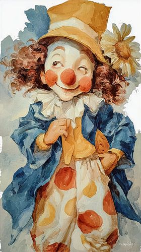 happy clown in aquarel