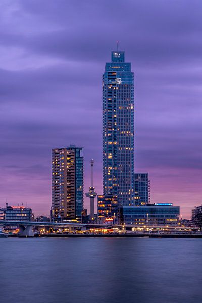 Rotterdam, Euromast and Zalmhavenentoren at sunset by U&U Art