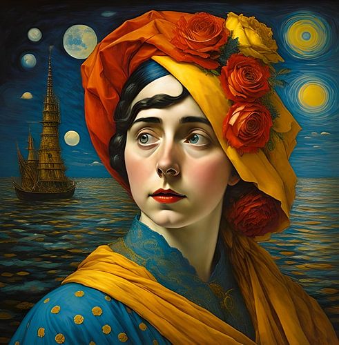 Rosalie with stars and flowers