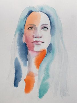 Porträt in Orange von Ron van Vliet