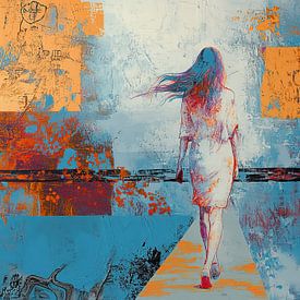 Frau in Blau | Stille Frau in Farben von Zen und Mehr