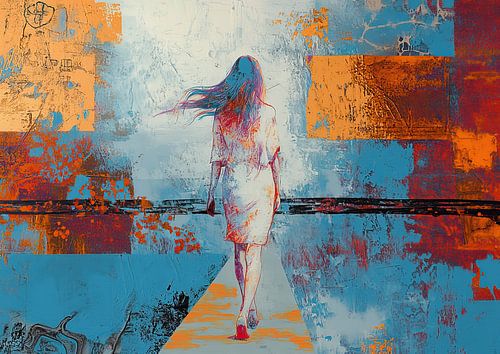 Frau in Blau | Stille Frau in Farben von Zen und Mehr