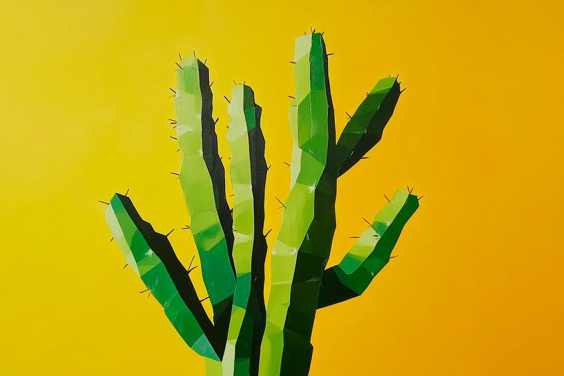 Cactus géométrique avec fond jaune par Poster Art Shop