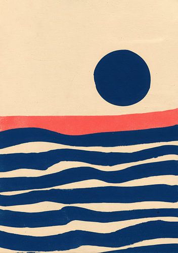 Minimalistisch geometrisch ontwerp Crème Blauw Rood