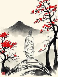 Buddha / Boeddha Japanische Tuschemalerei