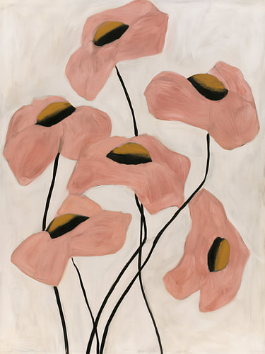 Blüten in zartem Rosa, abstrakte Mohnblumen