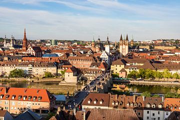 Old Main Bridge and the Old Town in Würzburg by Werner Dieterich