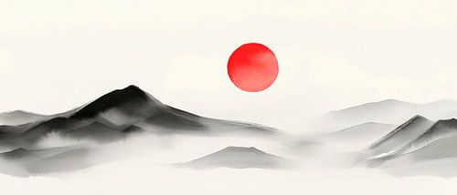 Zonnig bergzicht in de mist