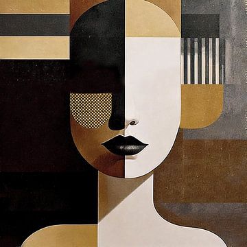 TW living - woman in Ton Sur Ton - Abstract portret by TW living