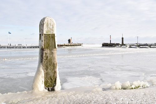 Frozen harbour pile
