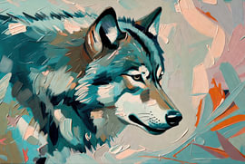 Türkisfarbener Husky in ausdrucksstarken Pinselstrichen von Imperial Art House