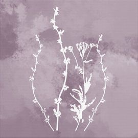 Nuvole di Prato. Abstract Botanical Minimalist in Silver Mauve purple by Dina Dankers