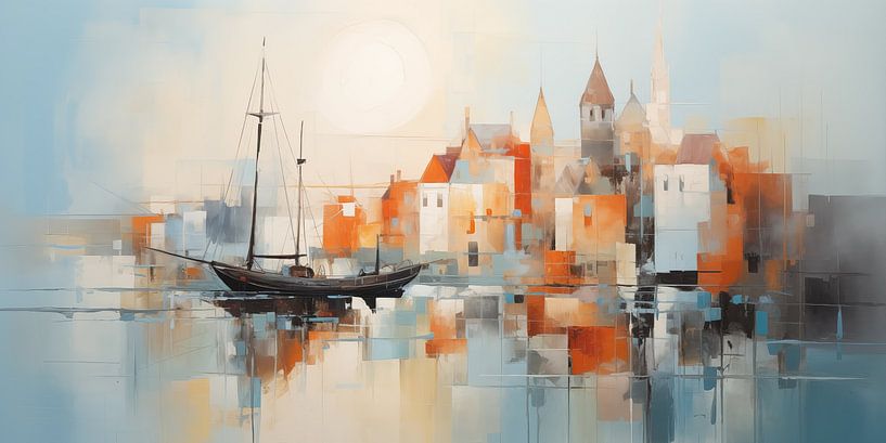 Aan de waterkant abstract van Bert Nijholt