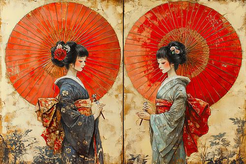 schilderachtige japanse kunst geisha's