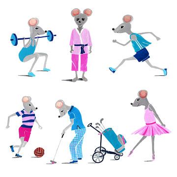 Sporty mice collection by Ivonne Wierink